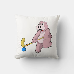 Hippo bij Hockey met Hockey bat Kussen