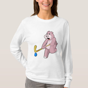 Hippo bij Hockey met Hockey bat T-shirt
