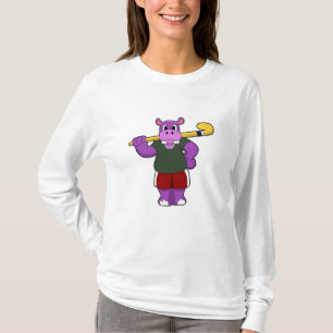 Hippo bij Hockey met Hockey bat T-shirt