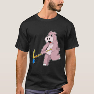Hippo bij Hockey met Hockey bat T-shirt
