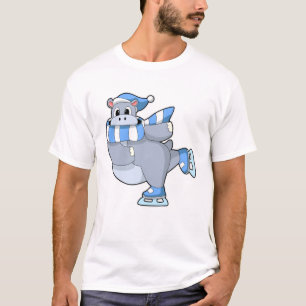 Hippo bij Ice skating met Ice schaatsen T-shirt