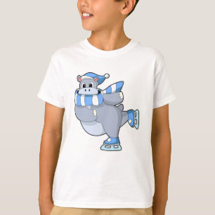 Hippo bij Ice skating met Ice schaatsen T-shirt