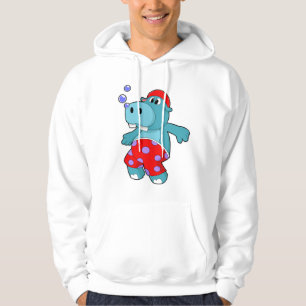 Hippo bij zwemmen met zwemboomstammen hoodie