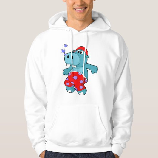 Hippo bij zwemmen met zwemboomstammen hoodie (Voorkant)