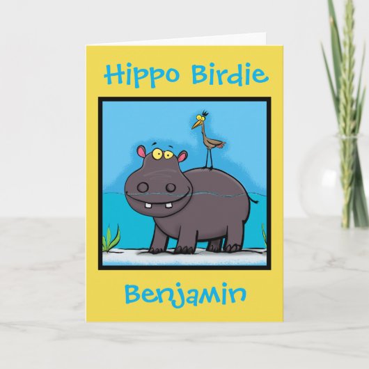 Hippo birdie drôle de carte d'anniversaire (Devant)