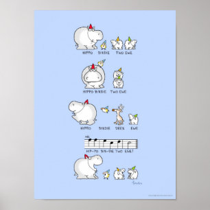 HIPPO BIRDIE TWO EWE poster van Sandra Boynton