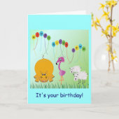 Hippo, Birdy, 2 Ewe carte d'anniversaire (Fleur jaune)