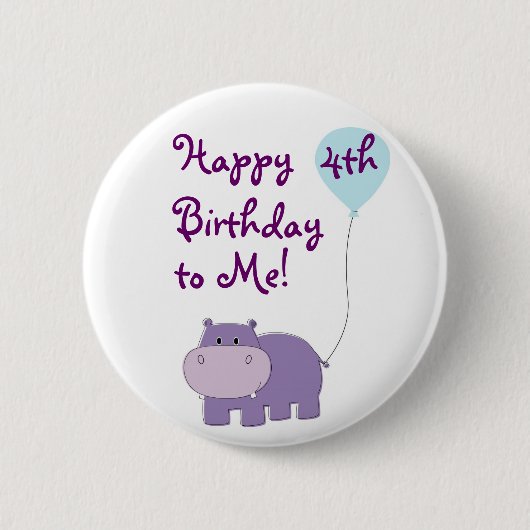 Hippo Birthday Button (Voorkant)