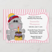 Hippo Birthday Invitations Kaart (Voorkant / Achterkant)