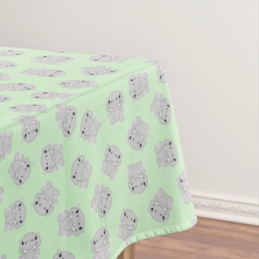 Hippo Birthday Party Green Tafelkleed (Voorbeeld)
