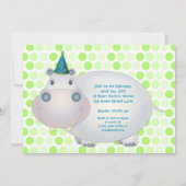 Hippo Birthday Party Invitation Kaart (Achterkant)