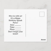 Hippo Birthday Party underwater Briefkaart (Achterkant)