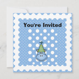 Hippo bleu Customisé Invitations d'anniversaire