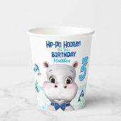 Hippo Blue Fish Boy Birthday Papieren Bekers (Achterkant)