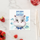 Hippo Blue Fish Boy Birthday Servet (Insitu)