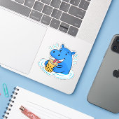 Hippo Boba Sticker (Laptop met iPhone)