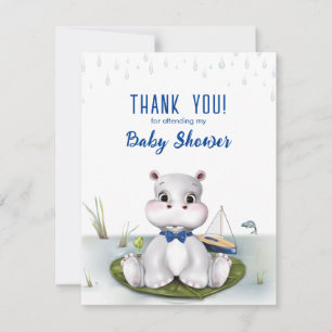 Hippo Boy Baby shower Bedankt Notitiekaartje