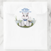 Hippo Boy-Baby shower Ronde Sticker (Tas)