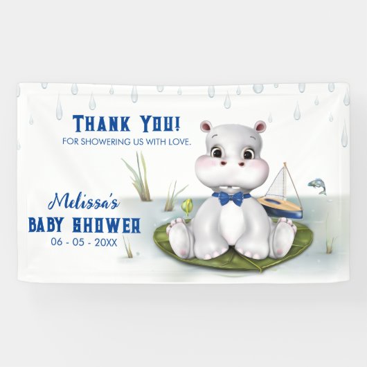 Hippo Boy-Baby shower Spandoek (Horizontaal)