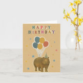 Hippo carte d'anniversaire - animal de la jungle a (Fleur jaune)