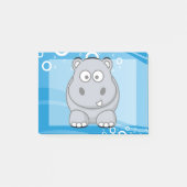 Hippo-Cartoon met blauw water achtergrond Post-it® Notes (Voorkant)