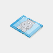 Hippo-Cartoon met blauw water achtergrond Post-it® Notes (Schuin)