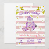 Hippo daisies girl-uitnodiging. kaart (Voorkant / Achterkant)