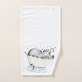 Hippo dans le bain amusant Illustration aquarelle (Serviette à main)