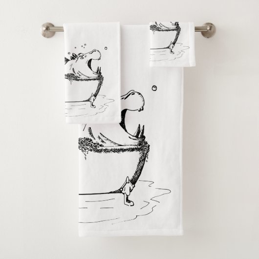 Hippo dans le bain amusant Illustration noir (En situation)