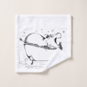 Hippo dans le bain amusant Illustration noir (Gant de toilette)