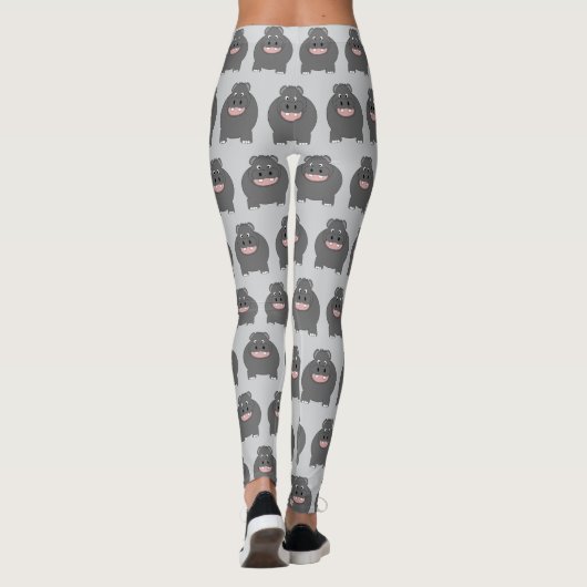 Hippo Design You Choose Background Colour Leggings (Achterkant)