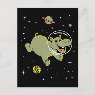 Hippo-dieren in de ruimte briefkaart