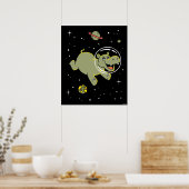 Hippo-dieren in de ruimte poster (Keuken)