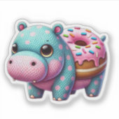 Hippo Donut Sticker (Voorkant)