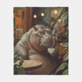 Hippo drinks coffee. Surreal style Fleece Deken (Voorkant)