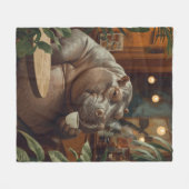 Hippo drinks coffee. Surreal style Fleece Deken (Voorkant (Horizontaal))