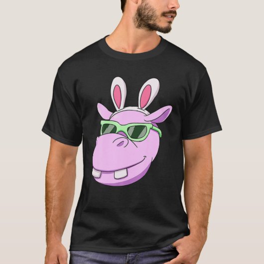 Hippo Easter Bunny Rabbit Ears Sunbribries T-shirt (Voorkant)