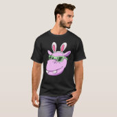 Hippo Easter Bunny Rabbit Ears Sunbribries T-shirt (Voorkant volledig)