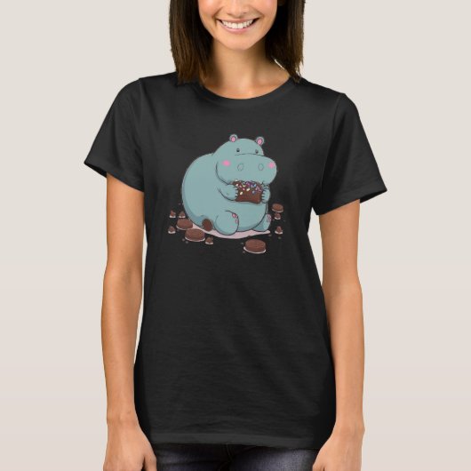 Hippo eating Chocolate 2 T-shirt (Voorkant)
