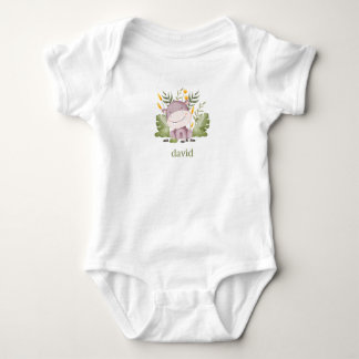 Hippo en Foliage Boy's gepersonaliseerd Romper