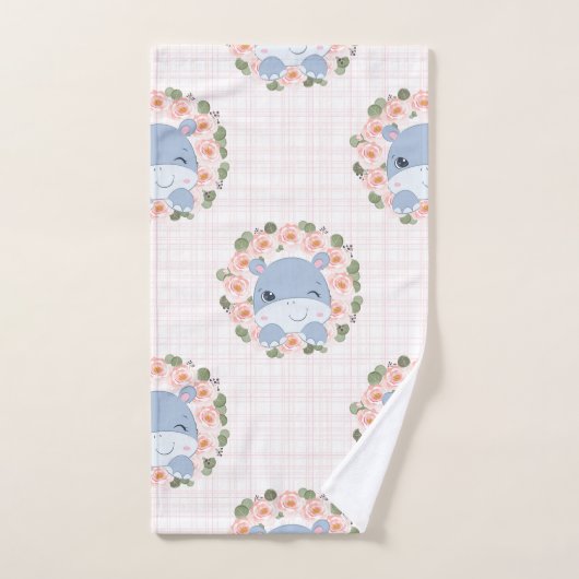Hippo Et Tatouage Fleur (Serviette à main)