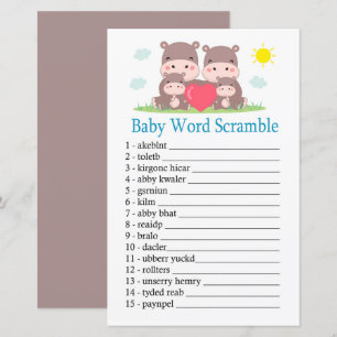 Hippo familie Baby word scramble game