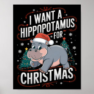 Hippo Feestdagen een kerstwens Poster