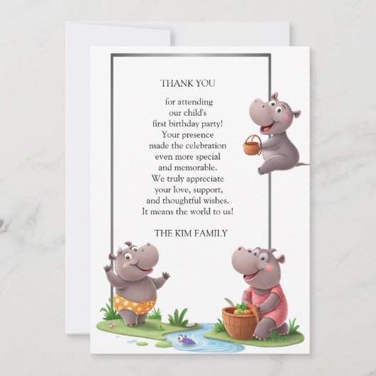 Hippo Fun Scene Bedankkaart (Voorkant)
