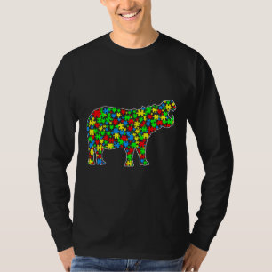 Hippo Funny Puzzle Animals Autisme T-shirt