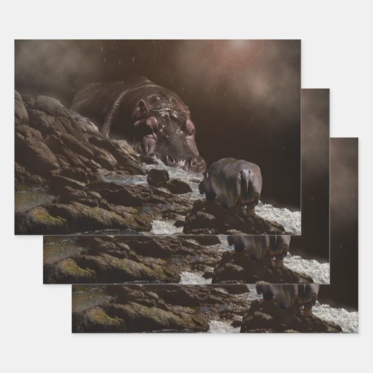 Hippo Géant Trouve L'Amour, Les Feuilles D'Envelop (Lot)