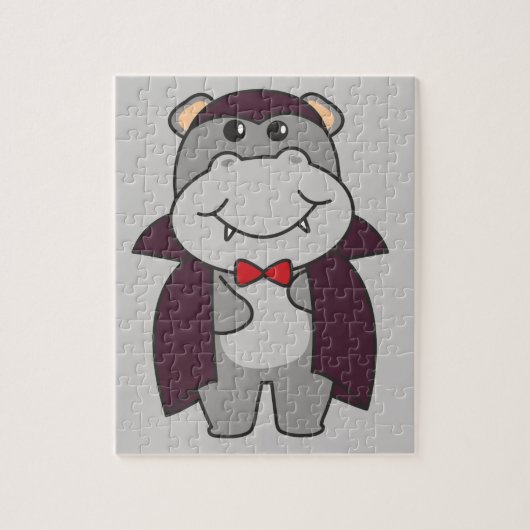 Hippo Halloween Leuke Duivel Vampier Kostuum Jigsa Legpuzzel (Verticaal)