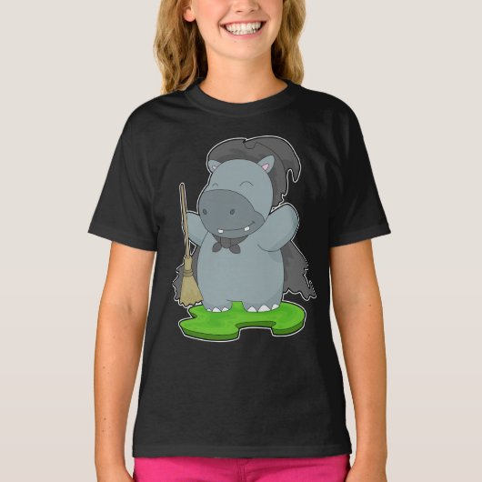Hippo Halloween Witch T-shirt (Voorkant)
