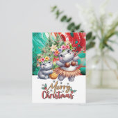 Hippo Hawaii kerstgroet Feestdagenkaart (Staand voorkant)