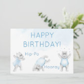 Hippo Hooray Somersault Birthday Kaart (Staand voorkant)